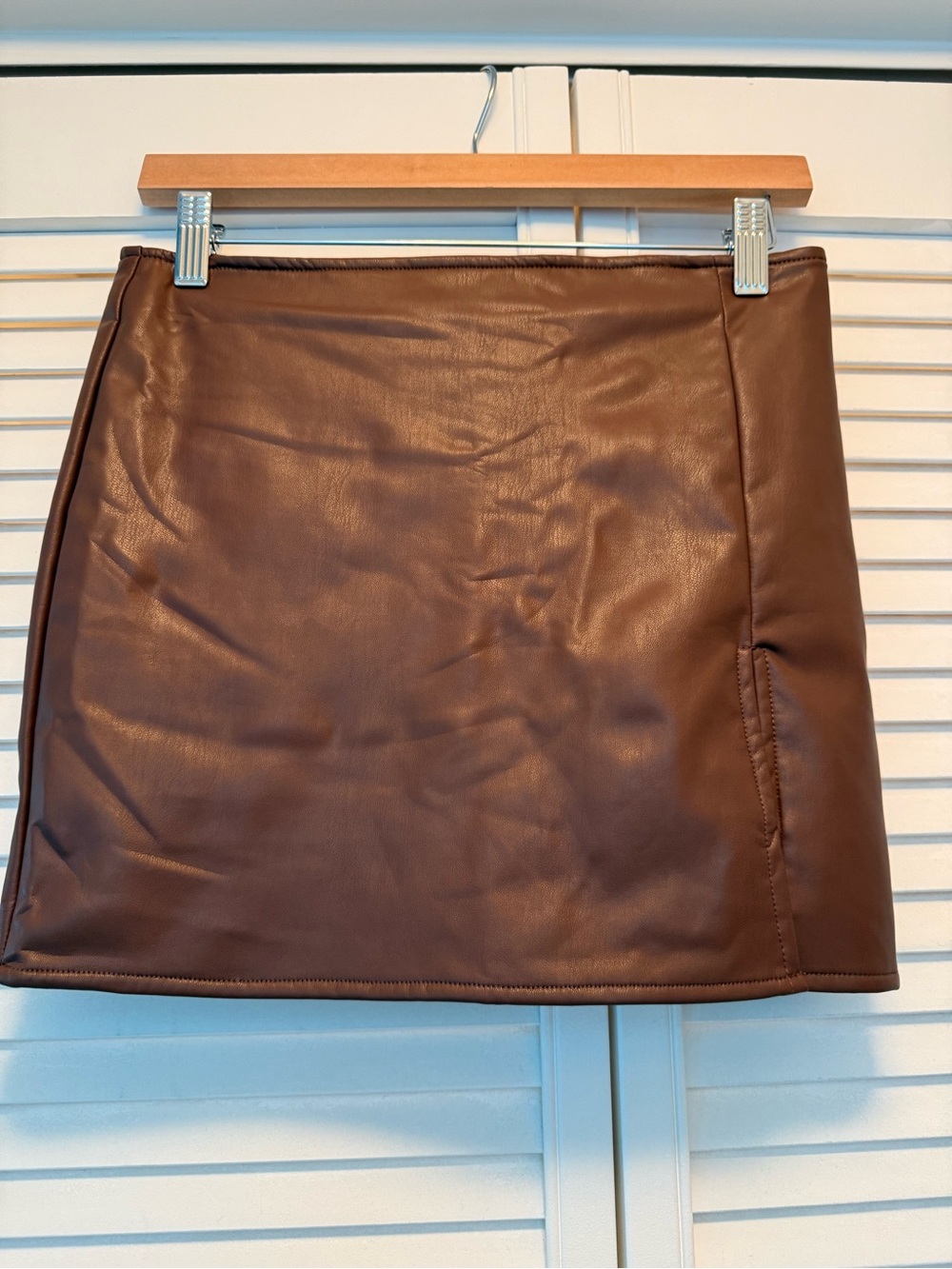 Fashion Nova Brown Faux Leather Mini Skirt